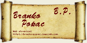 Branko Popac vizit kartica